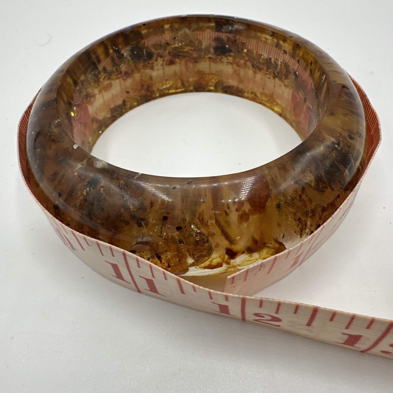 ‘70 Vtg Lucite Embedded Amber Cuff Bracelet. Fair condition. See pics.