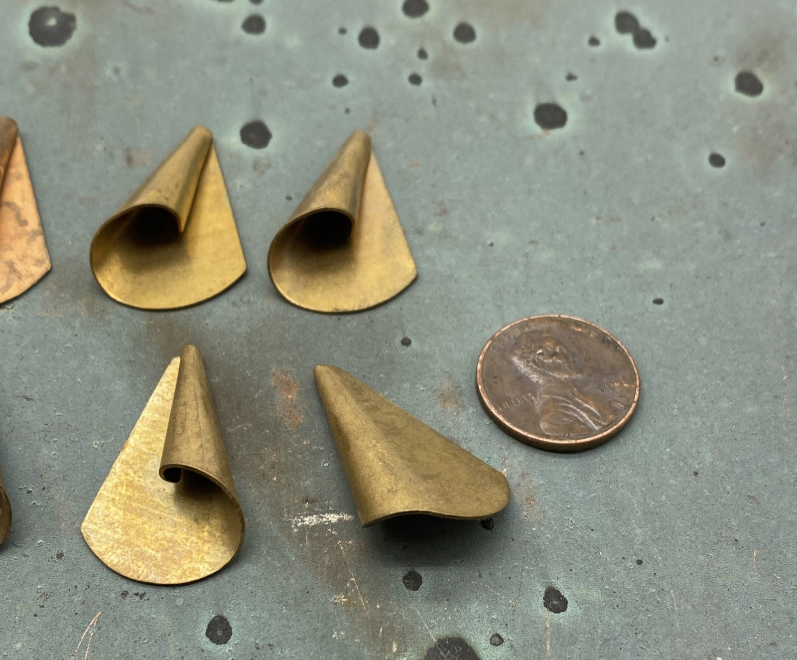 Vintage Brass Left & Right Folded Stampings Set of 10 – Curved Folded
