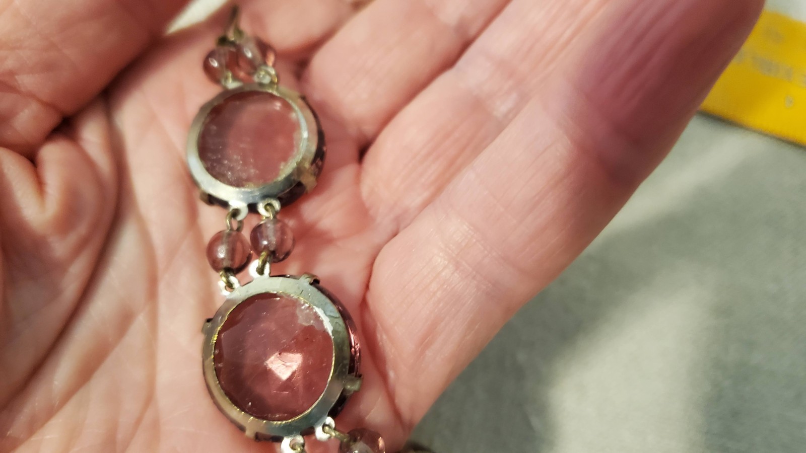 Antique open back bezel amethyst glass bracelet stunning!!!!