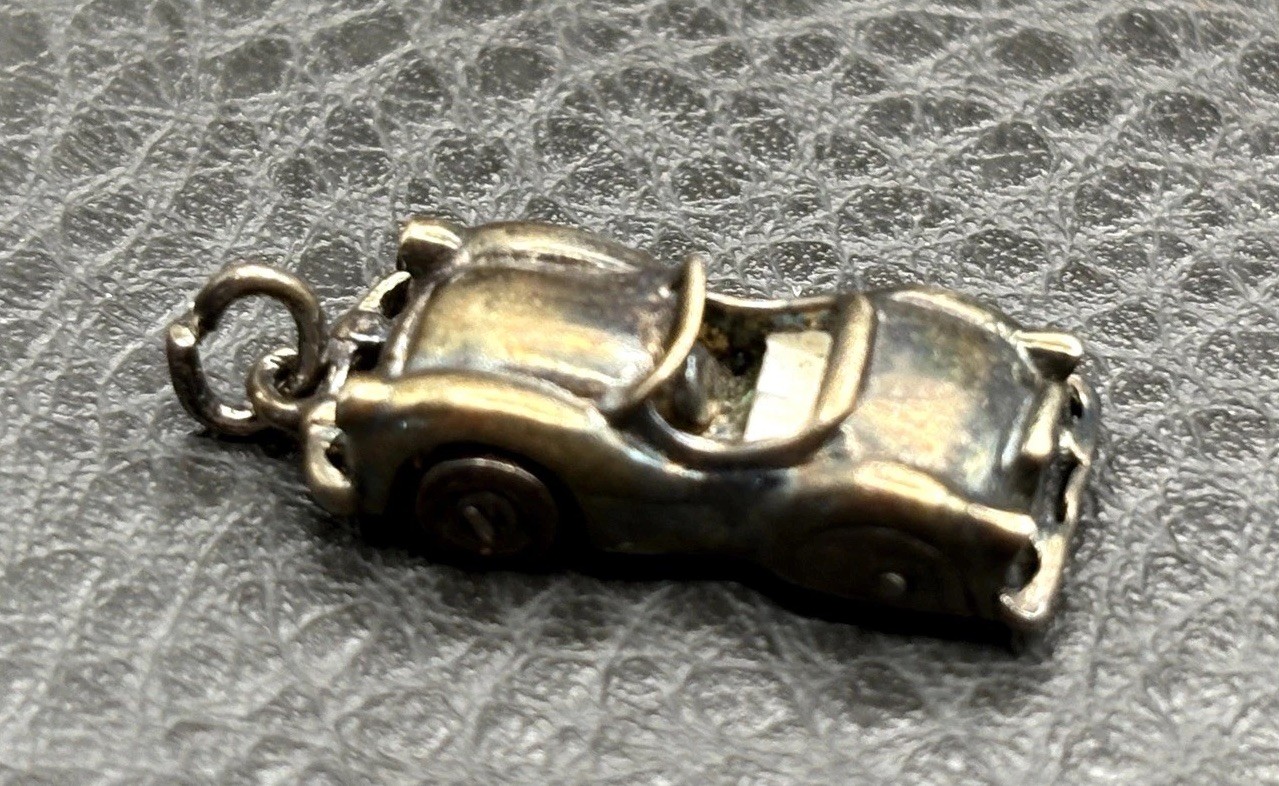 VTG Sterling Silver Convertible Sports Antique Car Movable Wheels Charm Pendant