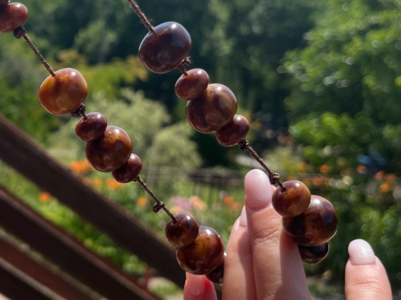 Vintage Butterscotch Egg Yolk Amber Bakelite Tortoise Shell Imitation Bead Neckl