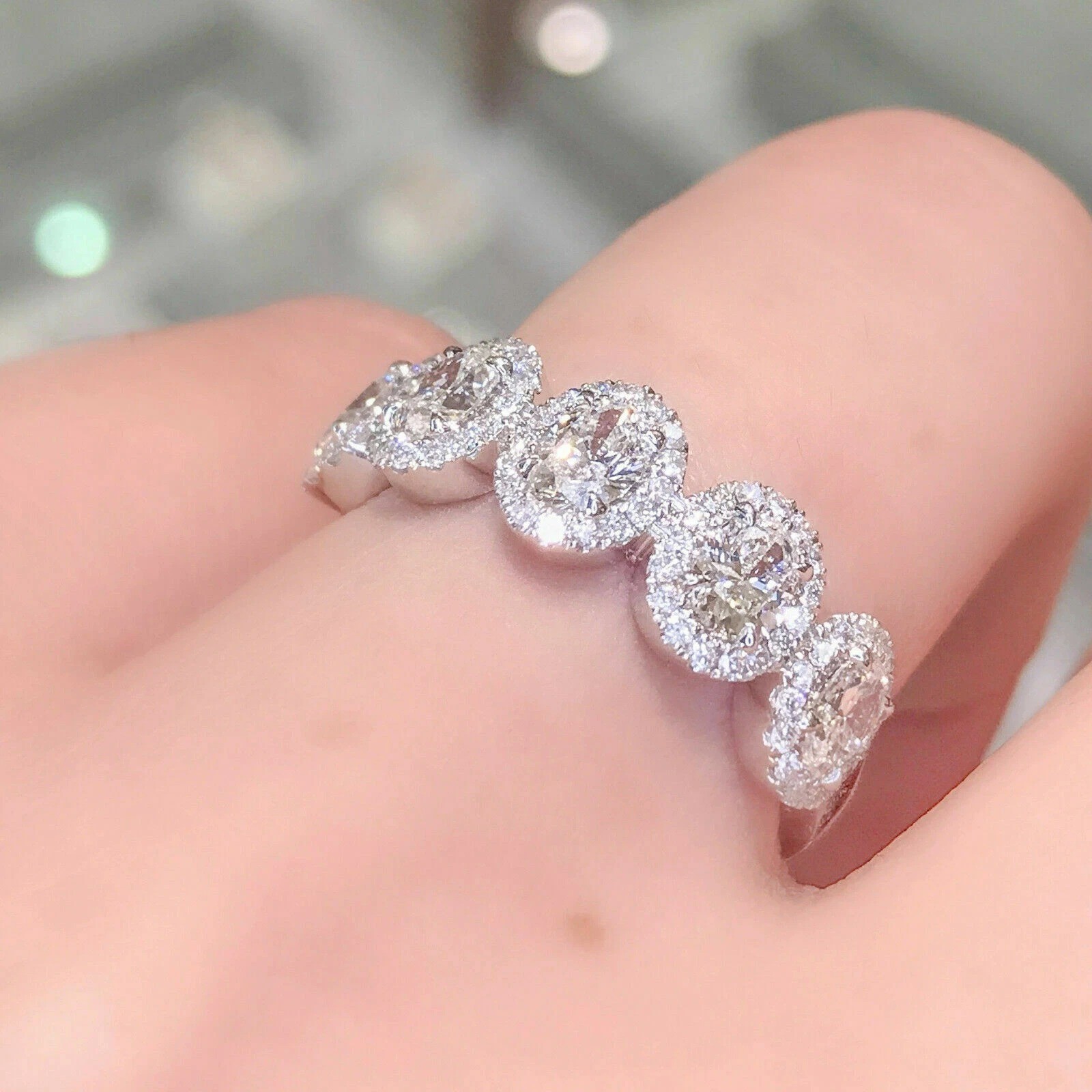 1.36CT Oval Cut Lab Created Diamond Wedding Bridal 14Ct White Gold Finish Ring