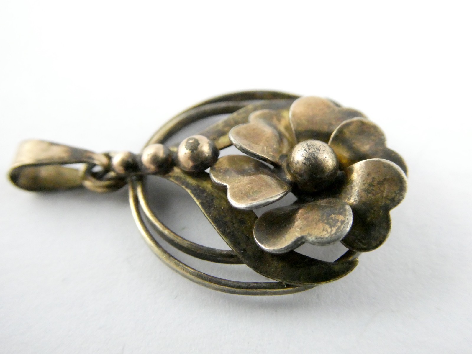 Vintage 1/20th 12k Gold Fill on Sterling Silver Flower Pendant 2.7g 1.25 Inches