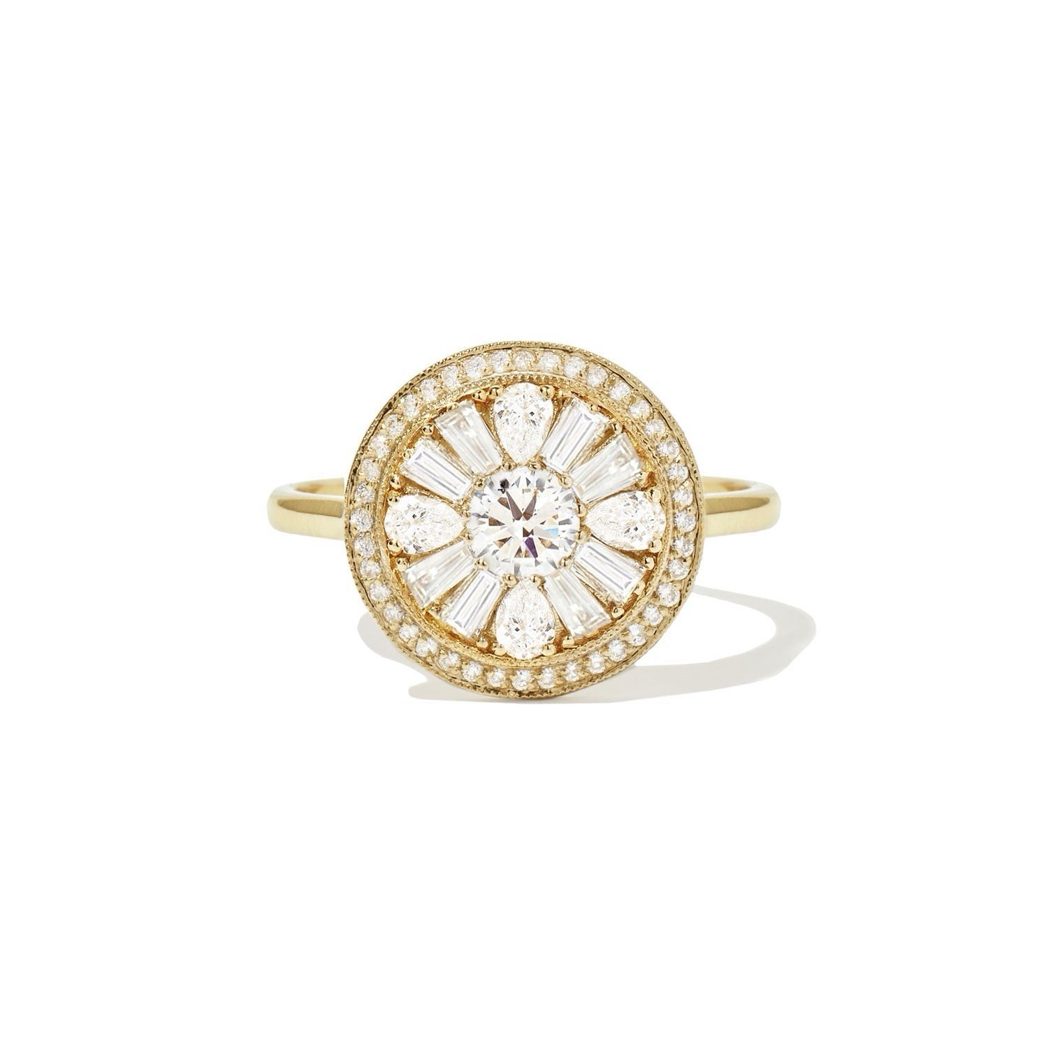 1.14 TCW Pear & Round Brilliant Cut Halo Moissanite Raised Wedding Mosaic Ring