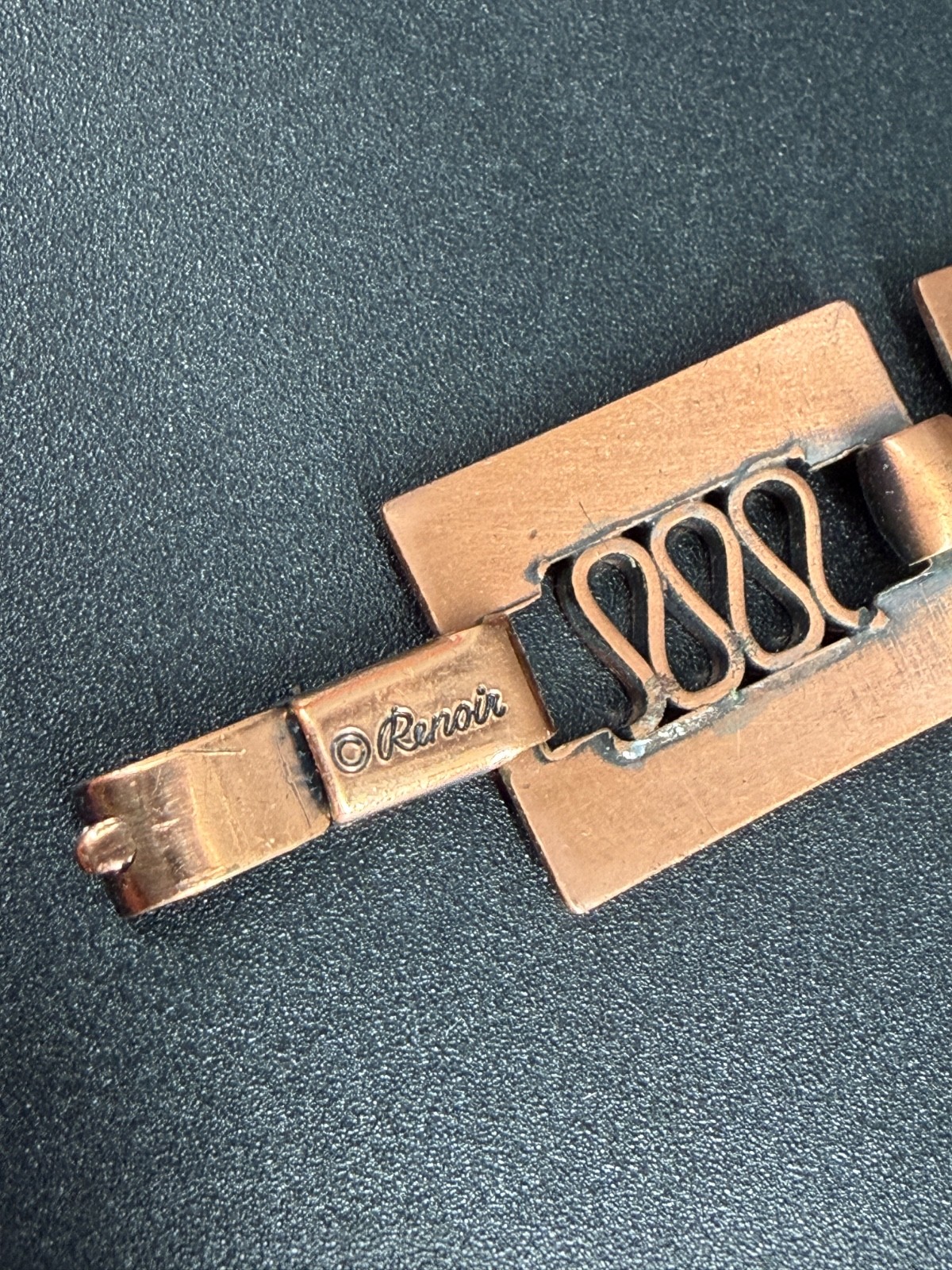 Vtg Renoir Copper Color Rectangle Link Mid Century Modernist Bracelet