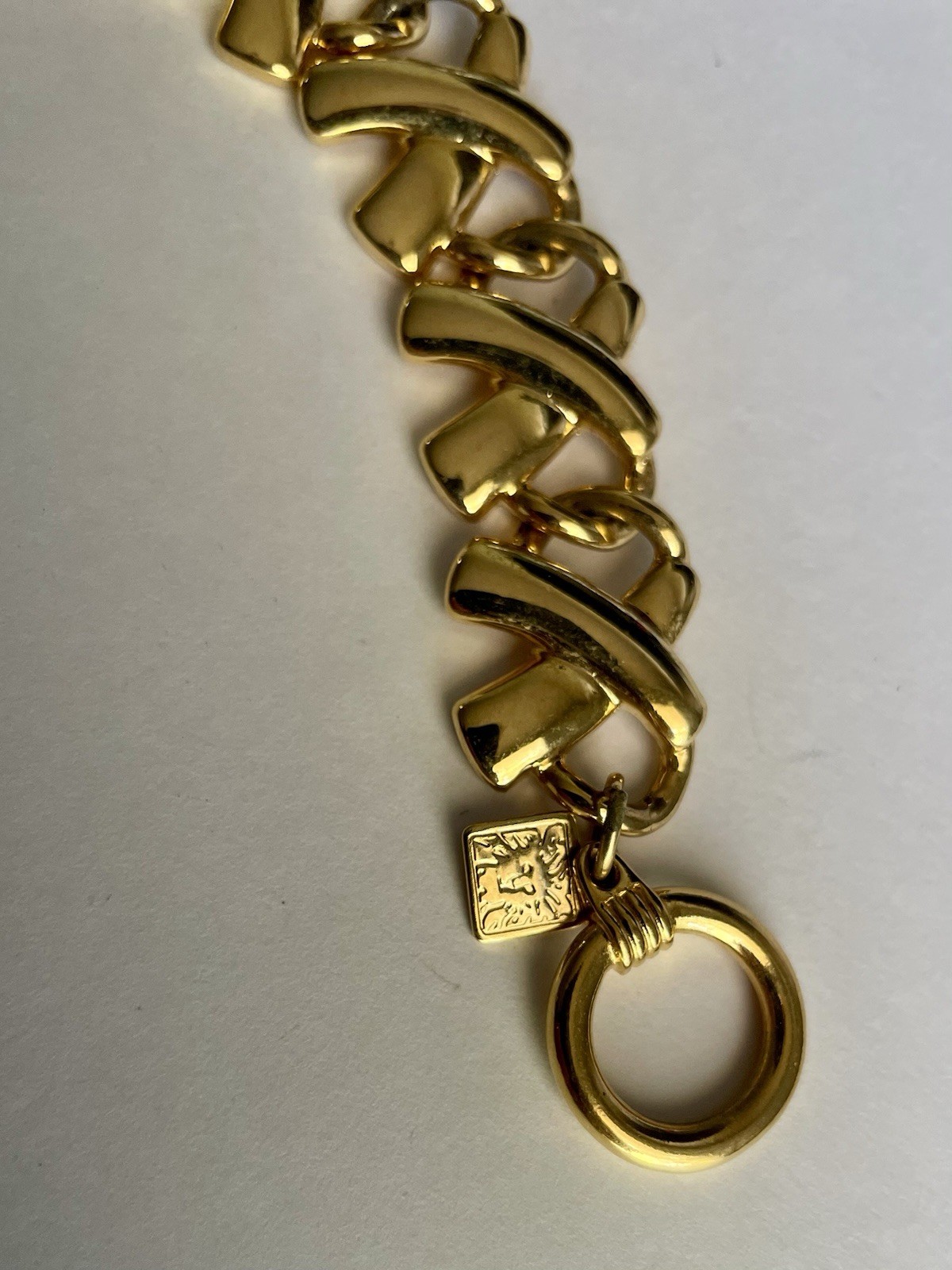 Vintage 1980s-1990s Anne Klein “Hugs and Kisses” XOXO Gold-tone Bracelet