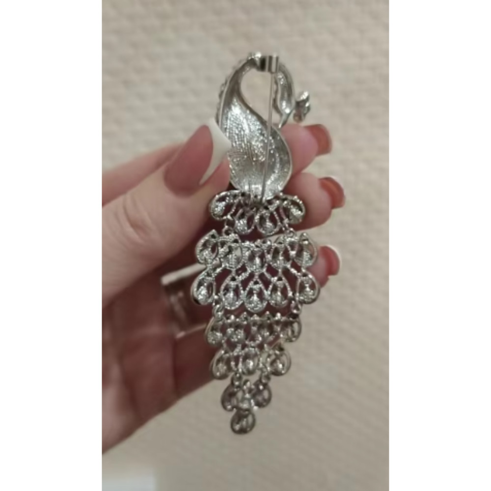 Vintage Style Peacock Bird Blue Rhinestone Crystal Cyan Bird Brooch Pin Pendant