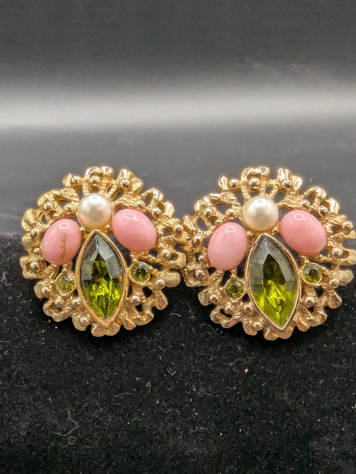 Sarah Coventry 1960s Vintage Book Piece Diamante Earrings Clip-On SEE PICS