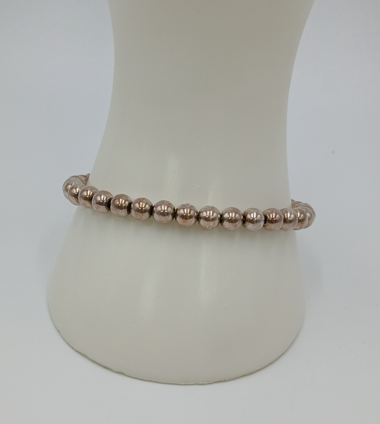 VTG 925 MO Ball Bead Bracelet Unisex 7.5in Sterling Silver 7gtw Thick Sturdy