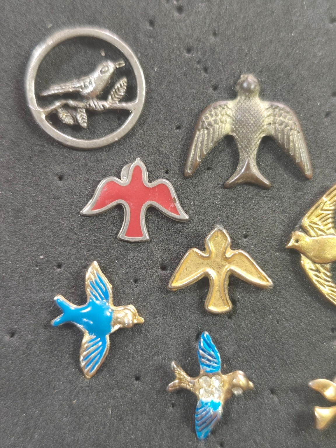 Vintage Bird Brooch Pin Lot 17 Hummingbird Dove Swallow Owl Rhinestone Enamel