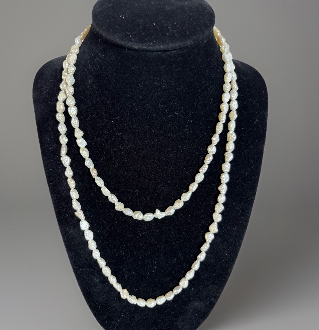 Vintage Baroque Freshwater Pearl Necklace Endless Strand 32 Inches