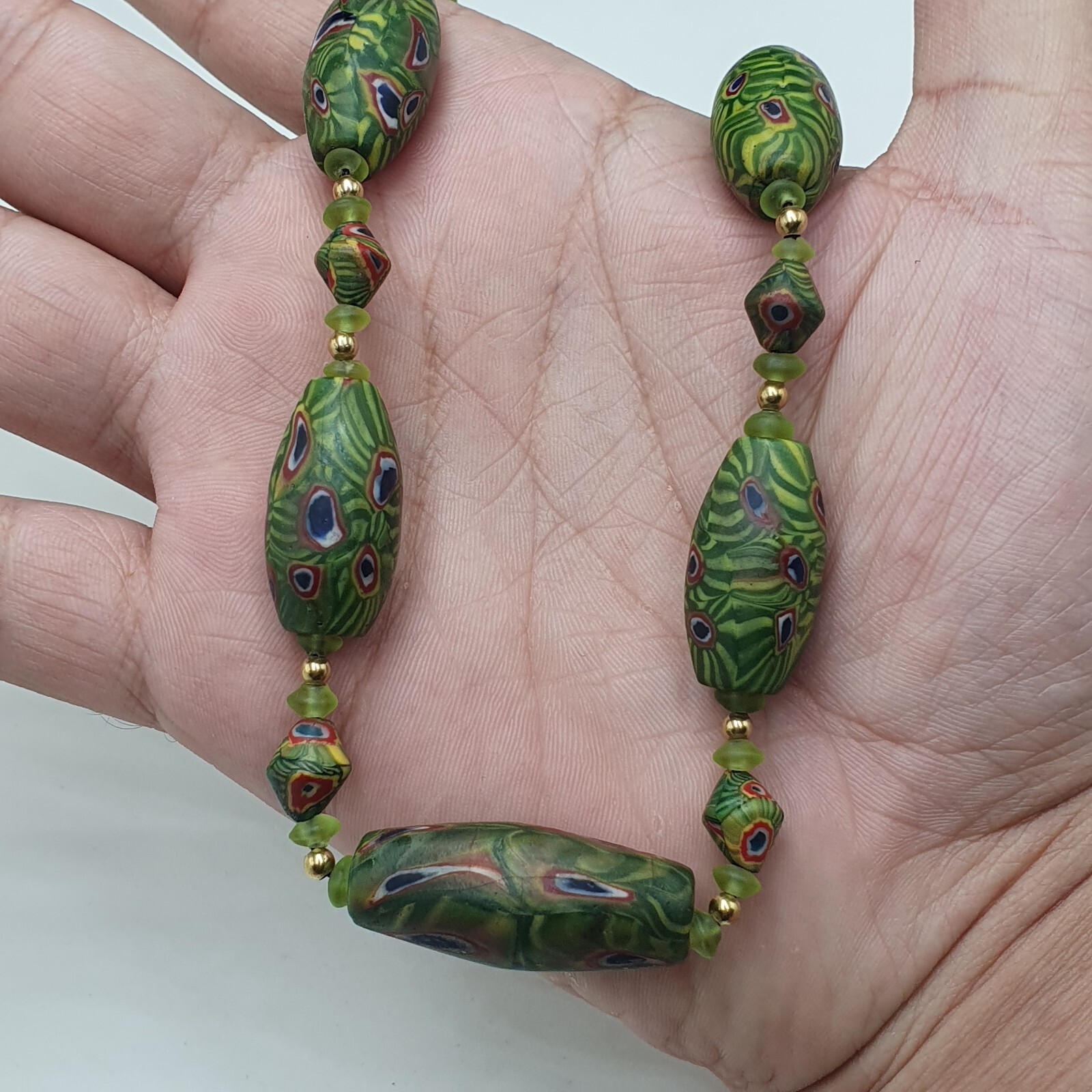 Vintage Venetian Style Amazing Gabri Eyes Glass Beaded Necklace