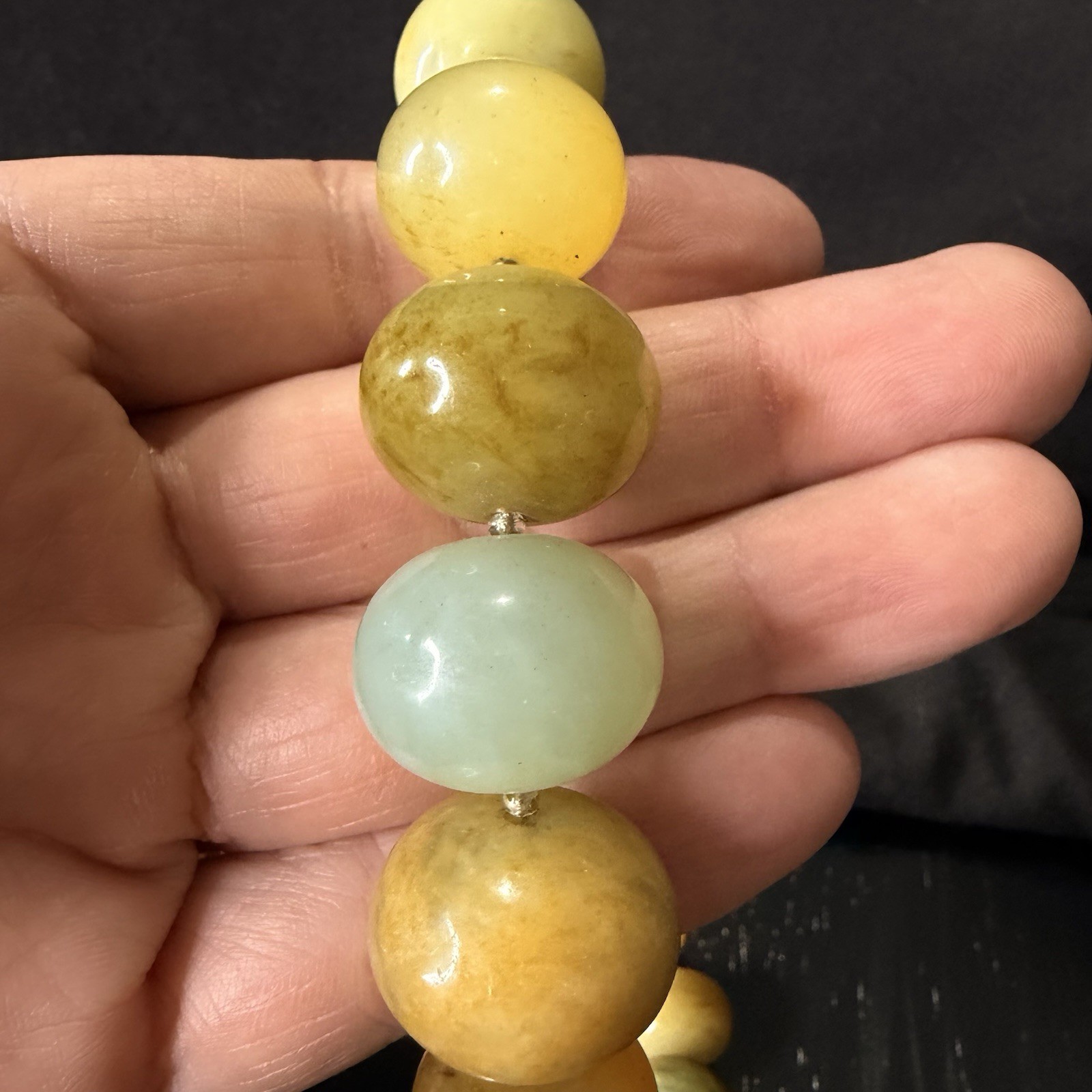 Vintage Multi Stone Beaded Necklace Large Polished Gemstone 19in