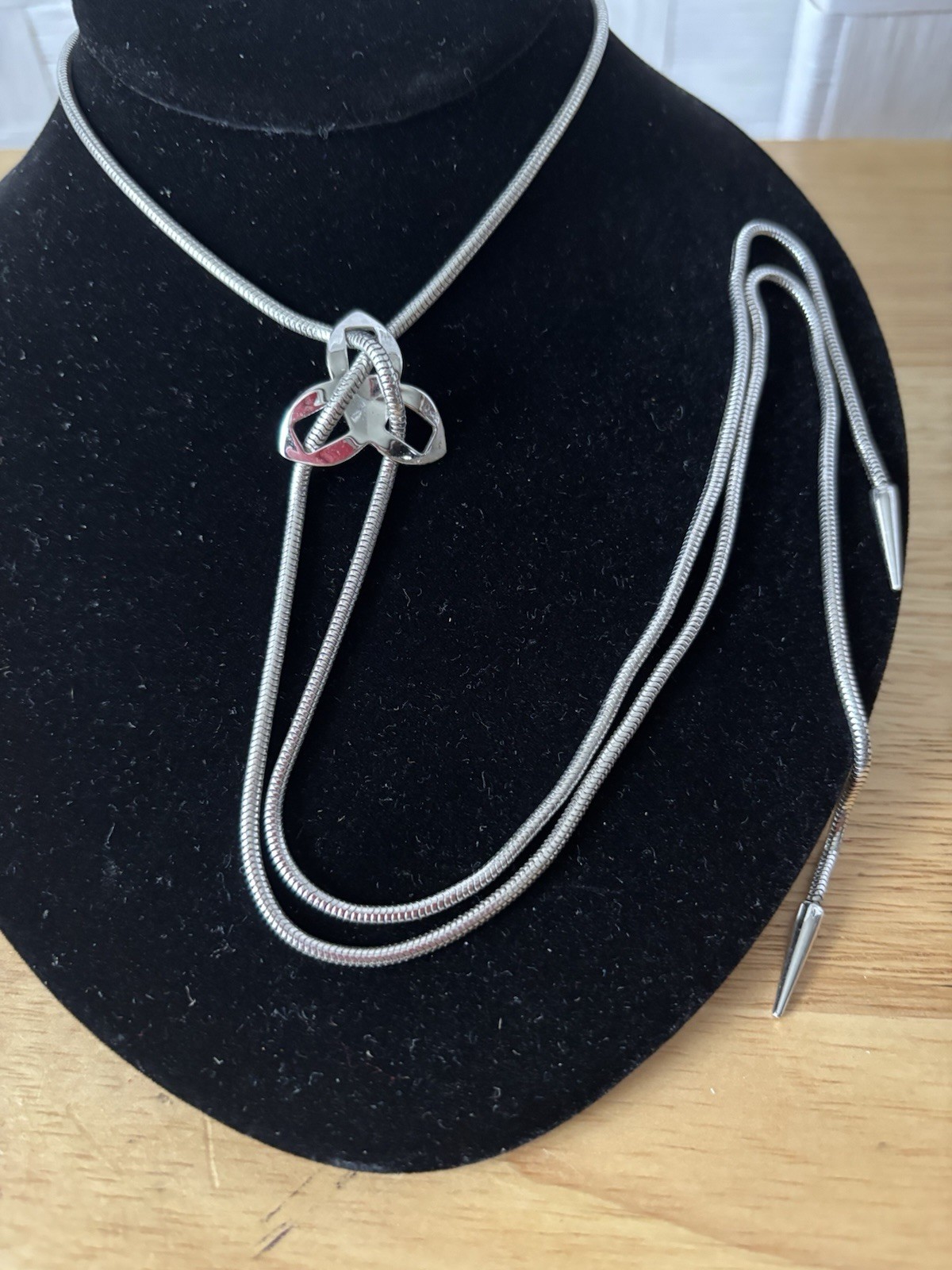 Vintage Sarah Coventry Silver Tone Lariat Tassel Snake Chain Necklace