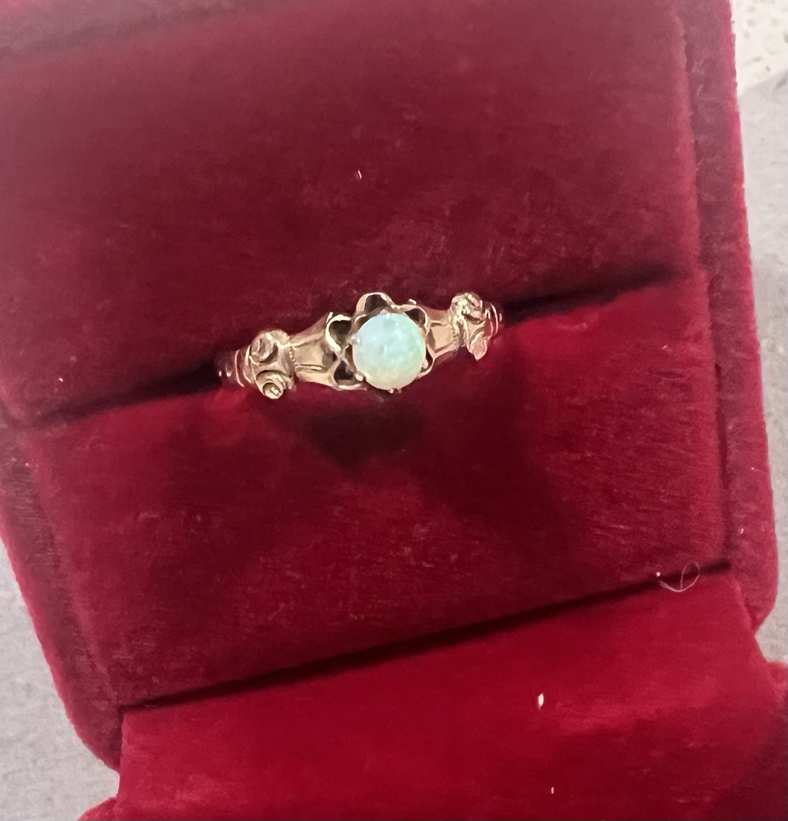 Victorian Antique Opal 10k Yellow Gold Ring Size 7.25 Reduced! Intricate Belt