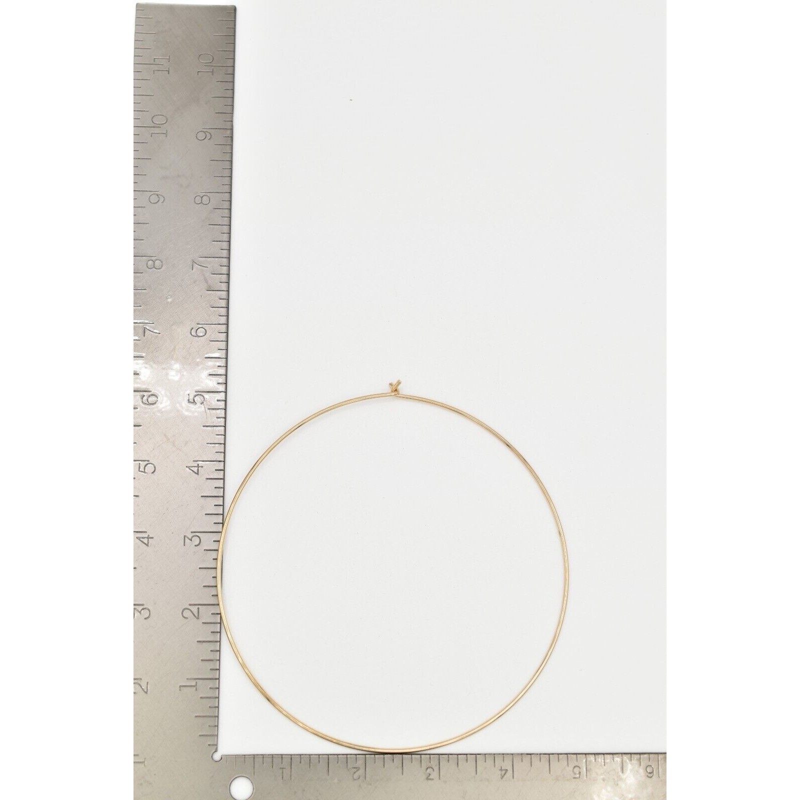 Vintage Choker Necklace Simple Wire Collar Shiny Gold Metal Round NOS 1980s W1