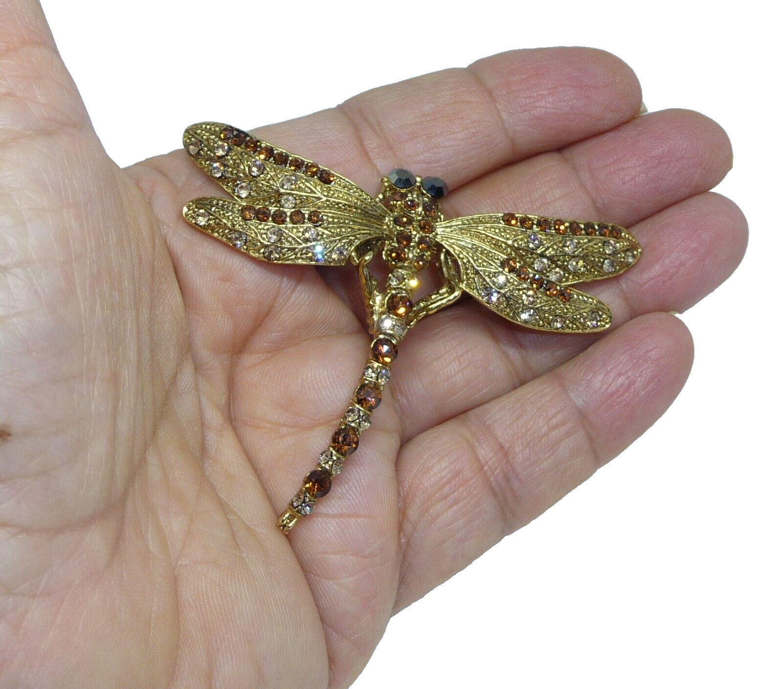 Fancy Dragonfly Crystal Rhinestones Brooch Pin USA Seller