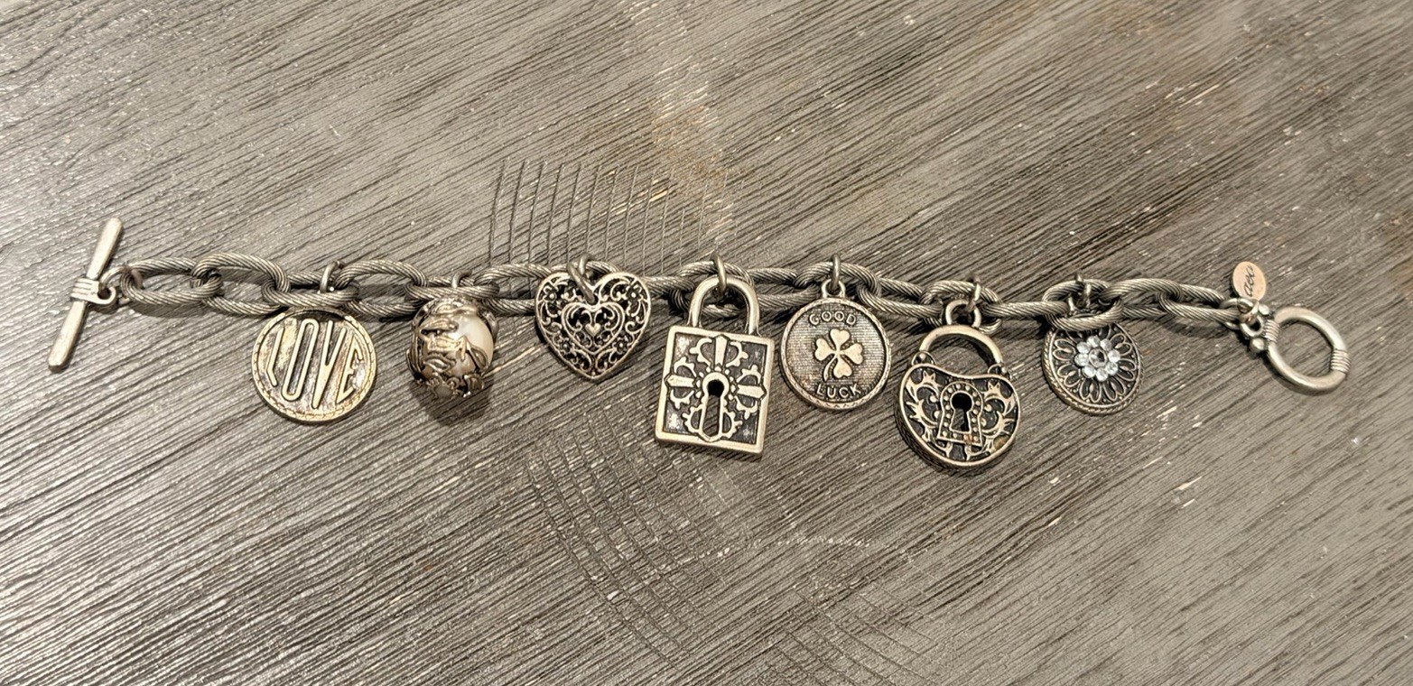 Vintage 90s Y2K American Eagle Brand Love & Luck Charm Bracelet