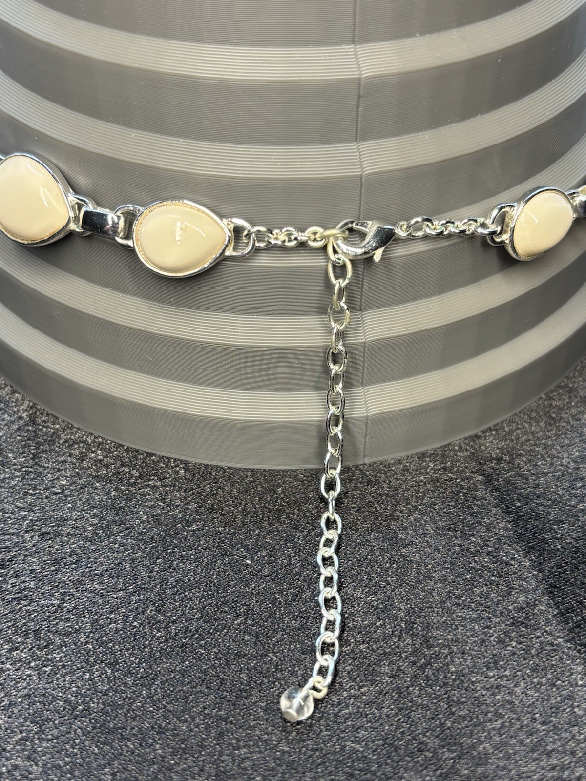 Vintage Napier Link Necklace Bracelet Cream Silver Tone