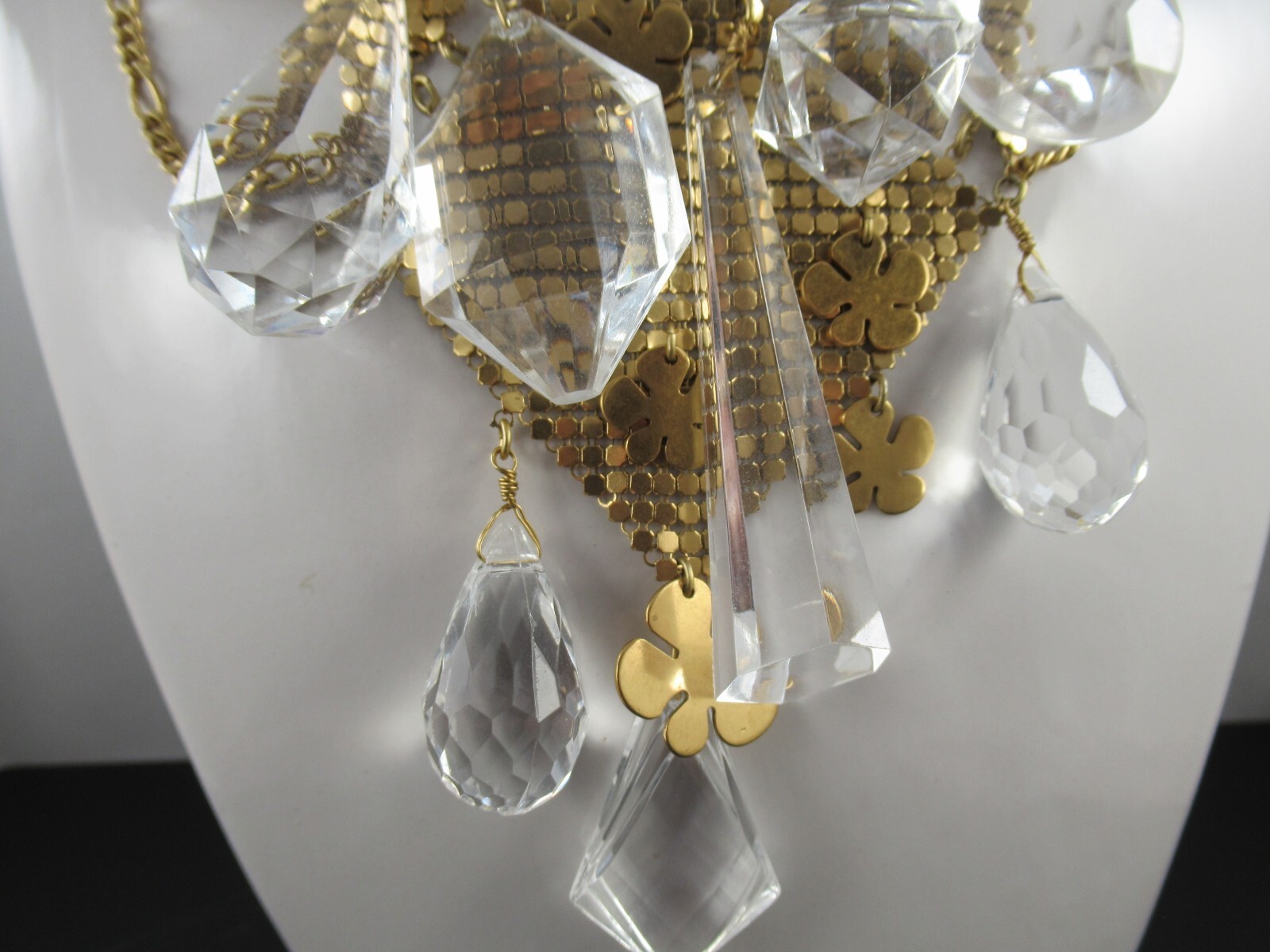 Signed Pilgrim Danish Design Gold Tone and Acrylic Prism Necklace 14.5″ + 3″ Ext