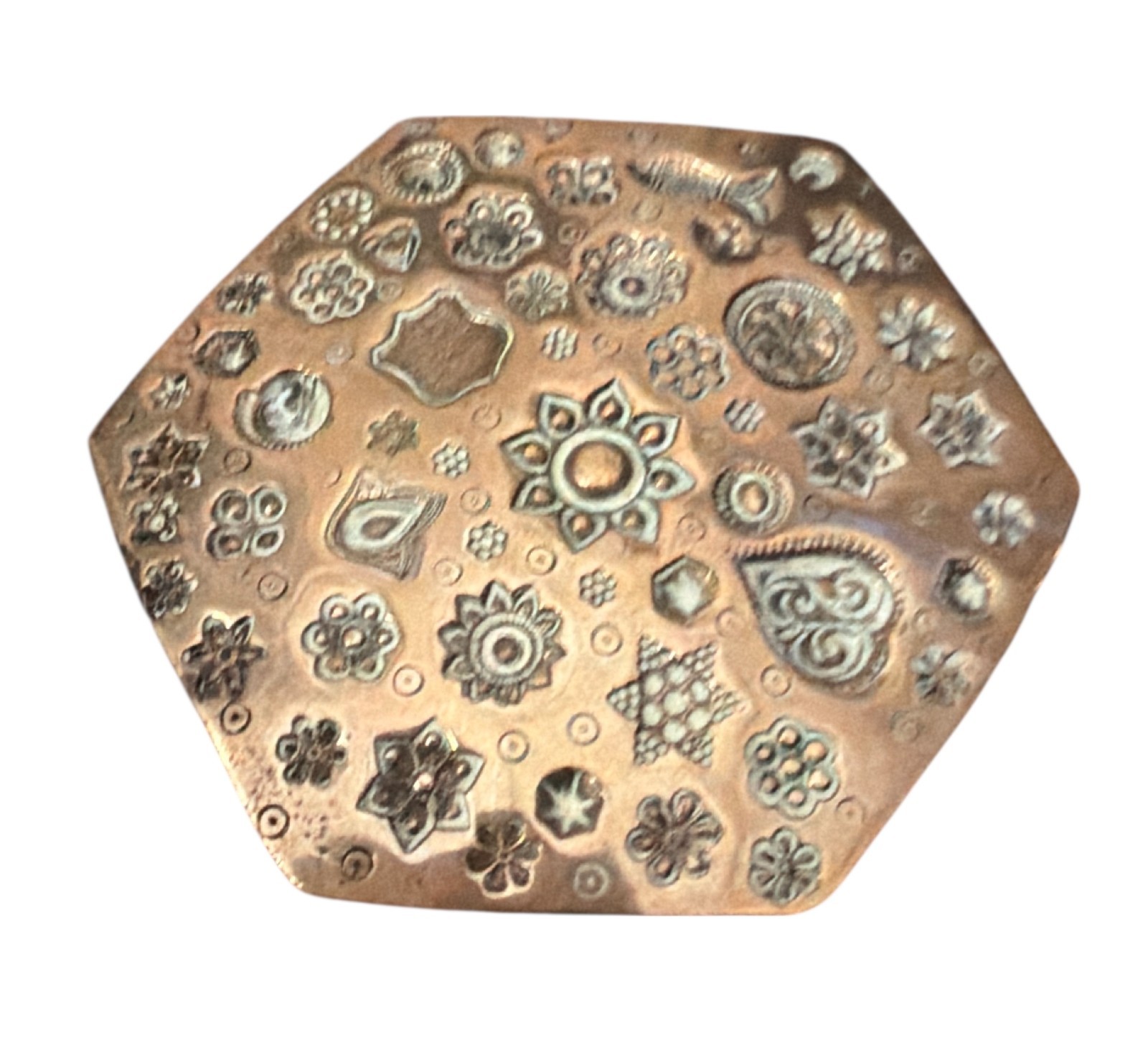 Vintage Jewelry Texture Plate Brass Floral Pattern Stamping Die 2-5/8″