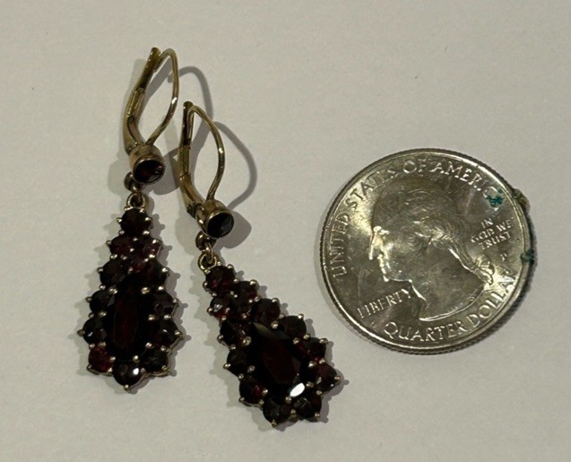 Antique Edwardian Garnet Earrings Gorgeous Deep Rdd