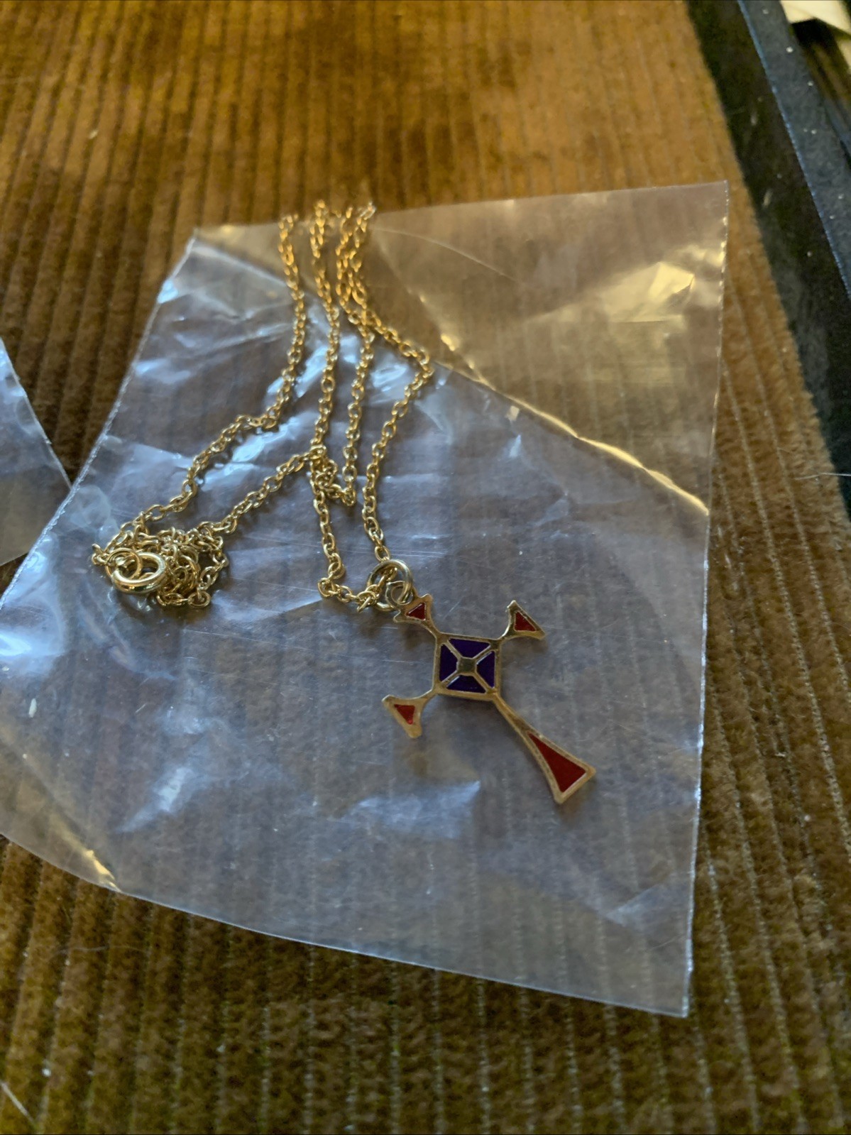 Vintage Attic Necklace Lot Find 2 Gold Crosses New Unused