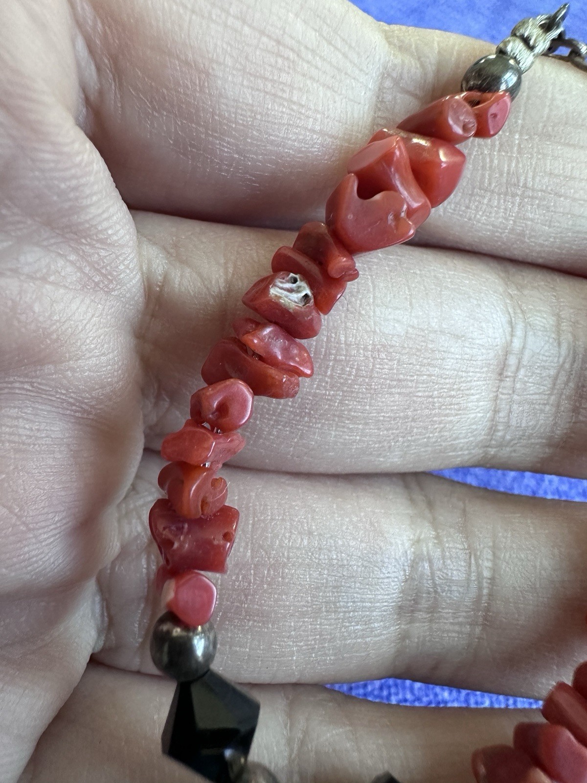 Natural Turquoise Red Coral 925 Sterling Silver Necklace Southwestern Boho