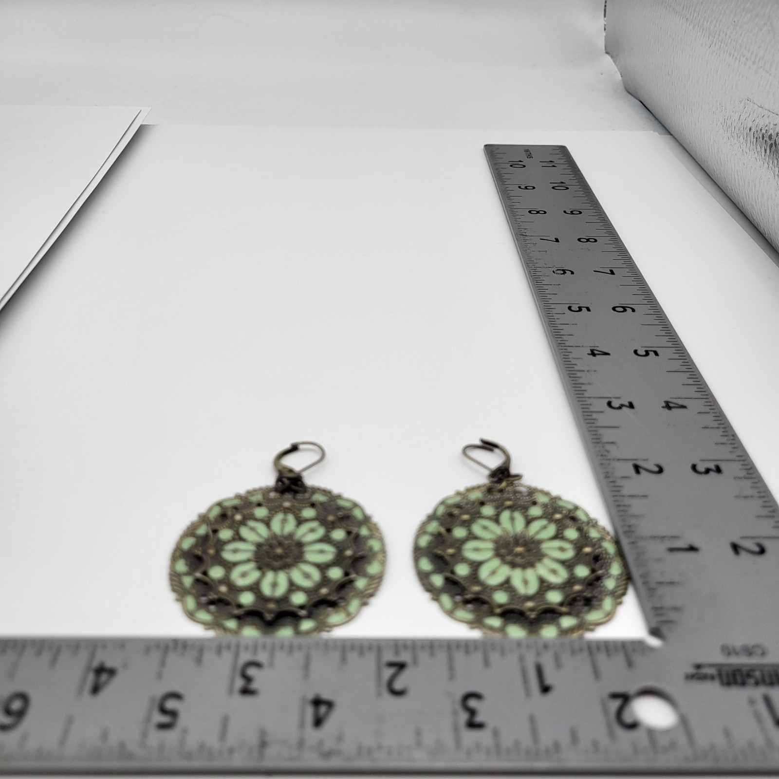 Fabulous bold enamel metal pierced dangle earrings Spring flowers boho