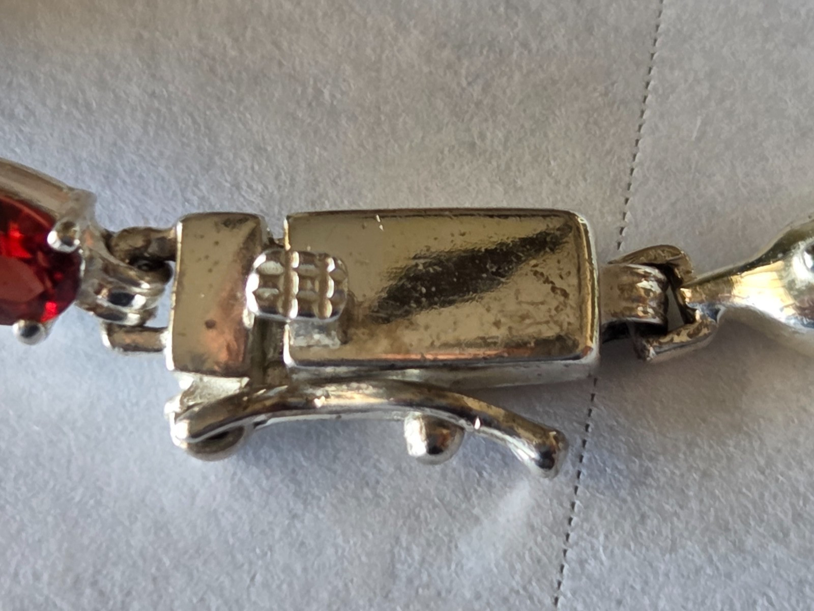Sterling Silver Vintage 925 Dolphin Link Multi-Stone Bracelet