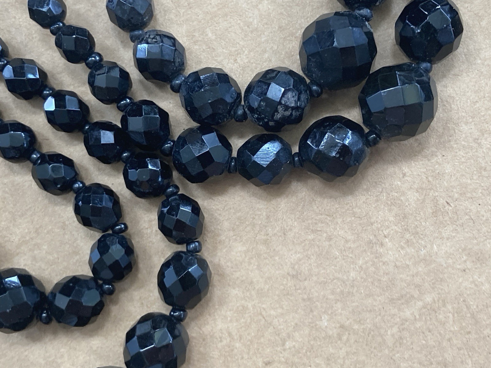 Vintage Black Glass Bead Necklace Lot ~ 1 lb wear or craft