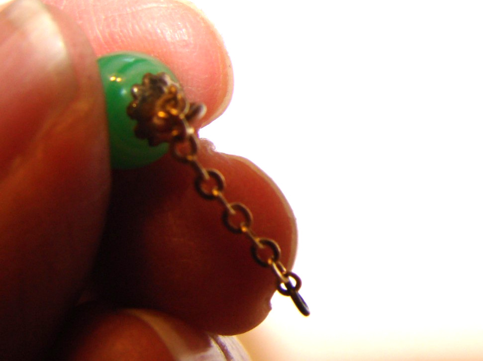 ANTIQUE PEKING GLASS SINGLE EARRING PLUS SATURN BEAD JADE? GOLD CHAIN ADDITIONS