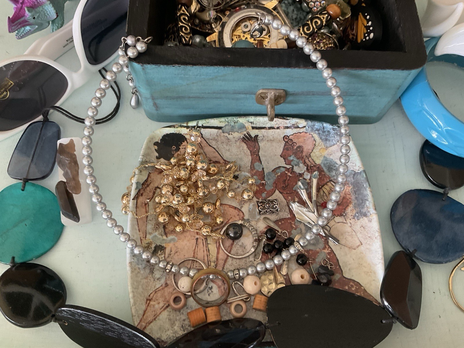 Vintage to modern Jewelry junk drawer Lot Harvest scrap wear repair Fun pieces!