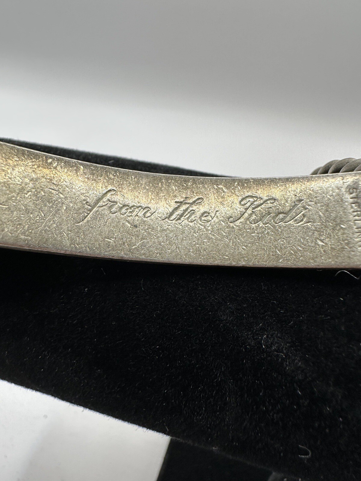 Sterling Silver Vintage Identity ID Bracelet, “Jeanne Petersen” 8-inch Curb