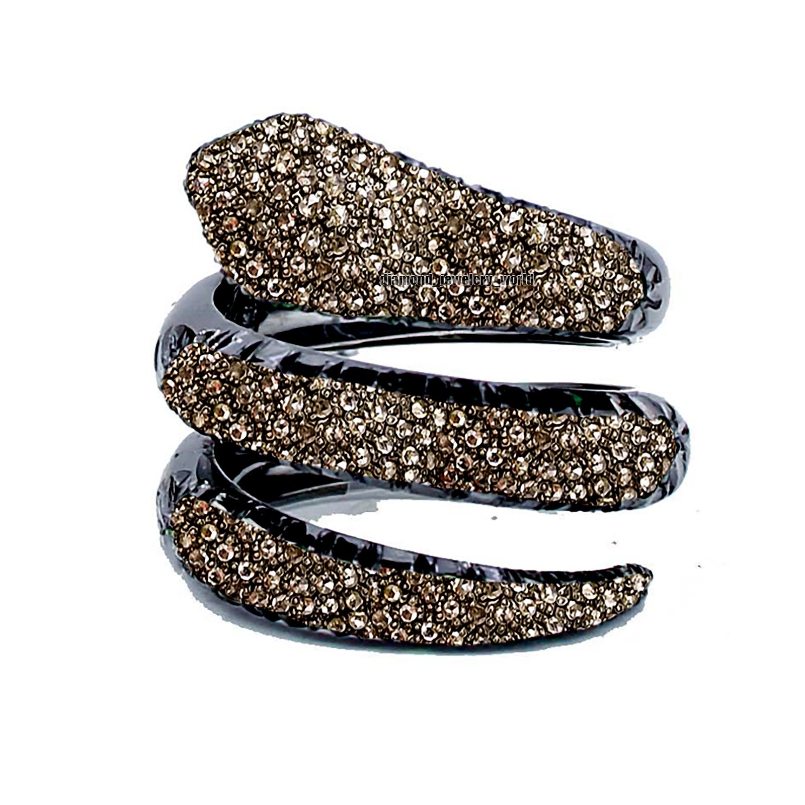2.88ctw Genuine Old Mine Rose Cut Diamond Silver Victorian Snake Ring Jewelry
