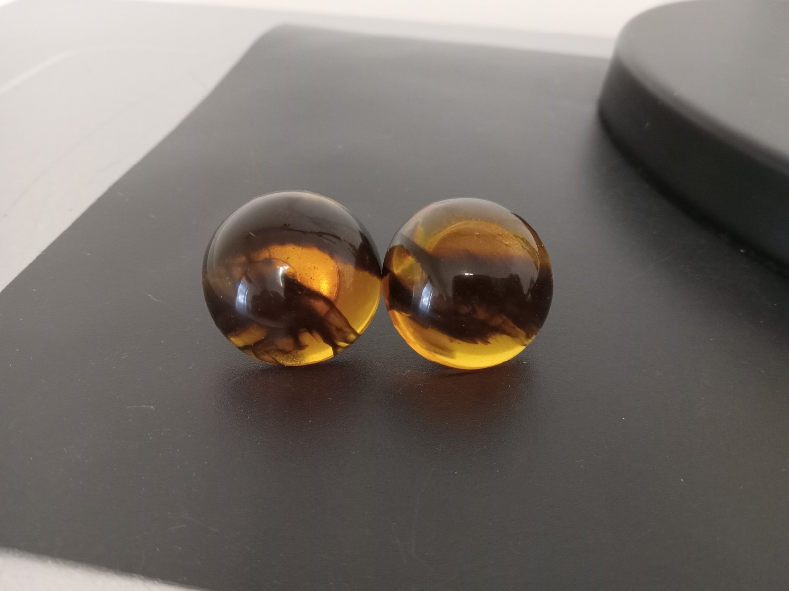 Vintage Amber Acrylic Resin Stud Earrings
