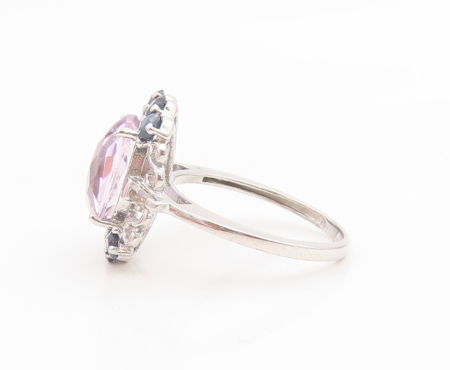 925 Sterling Silver Vintage Ring Elegant Amethyst & Sapphire Band Sz 8 RG36046