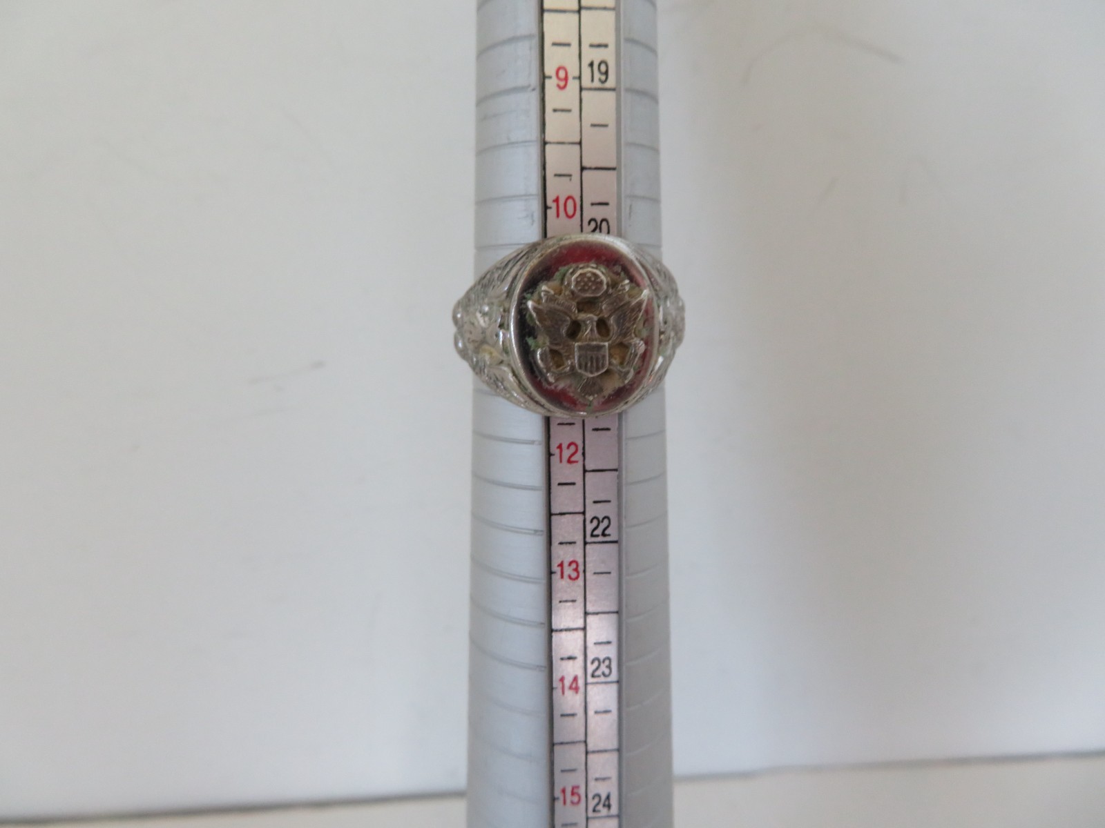 Vtg US Army Eagle Emblem Crest Sterling Silver WW2 Signet Ring sz. 10 1/4 3/8OZ