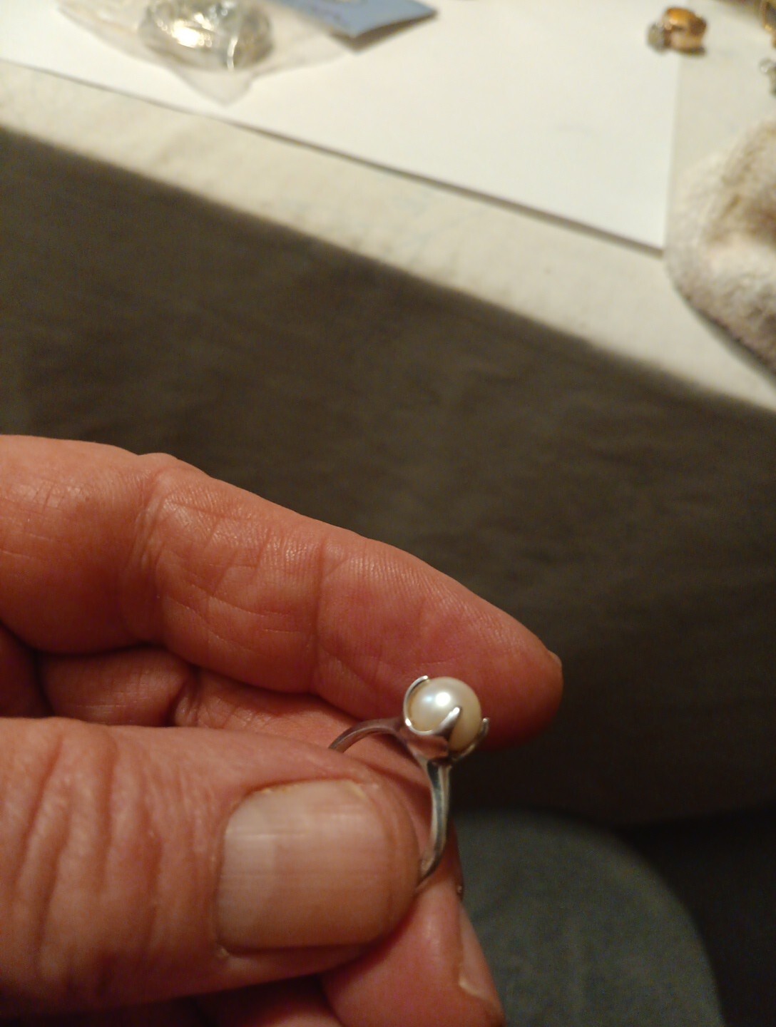 14k Gold Vtg Womens Pearl Ring Size 6 3/4?sized At Pawn Shop Price 2 Sell!3 Gram