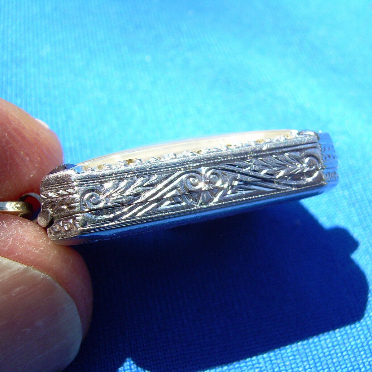 Original EARTH MINED DIAMOND Deco Sapphire Watch Antique PLATINUM Statement 1920