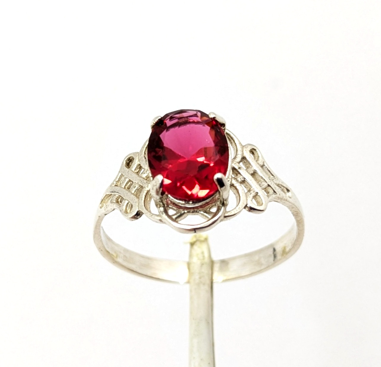 Vintage Elegant RING Silver 925 with Chic Bright Stone-size: 8.75US (18.5mm)| #7