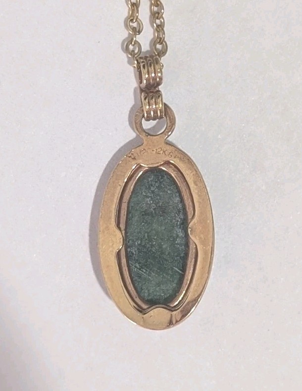 Vintage Designer CACO 1/20 12K GF Genuine Jade Diamond Chip 18″ Necklace