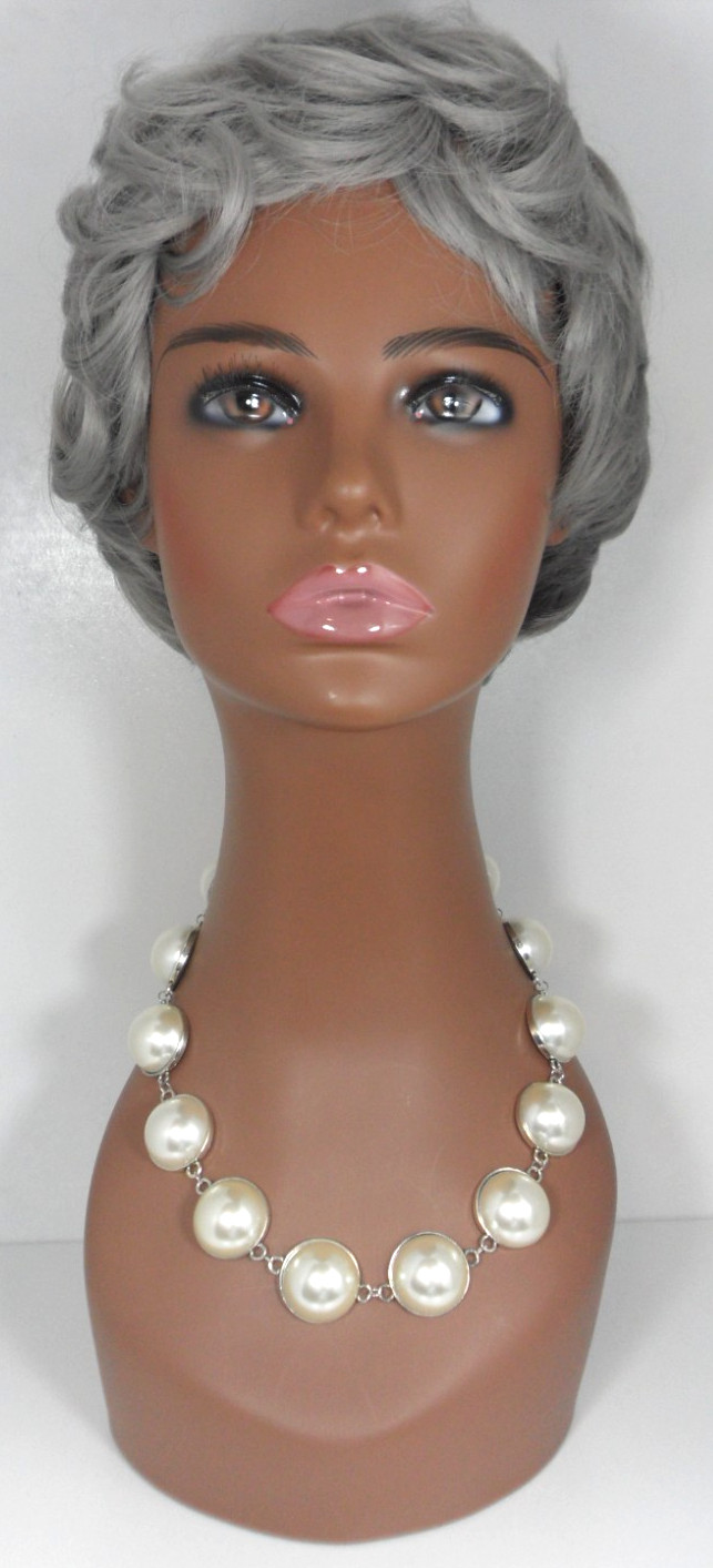 Georgian Riviere Necklace Domed Japanese Cultura Faux Pearl Cabochon Collar Vtg
