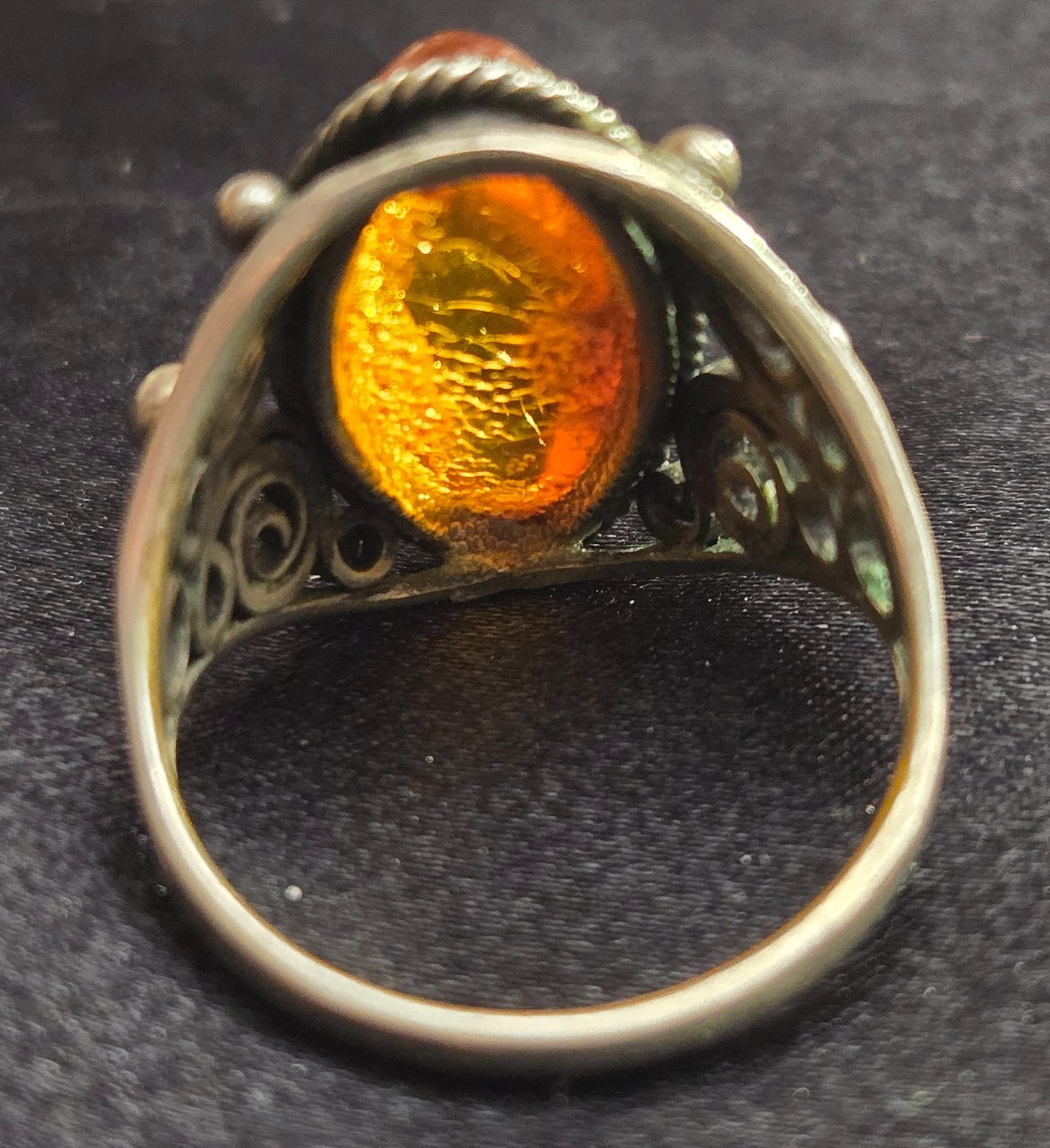 Vintage Signed Latvian Amber Ring made by A. Hellwigs