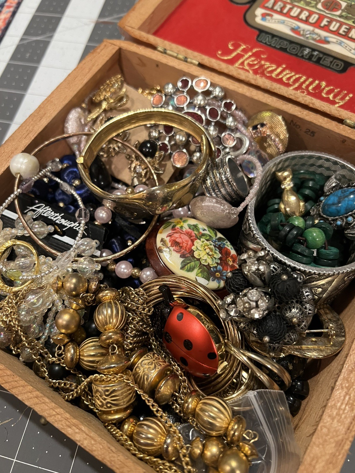Vintage Box Lot COSTUME JEWELRY 40+ Pieces All Wearable & Nice