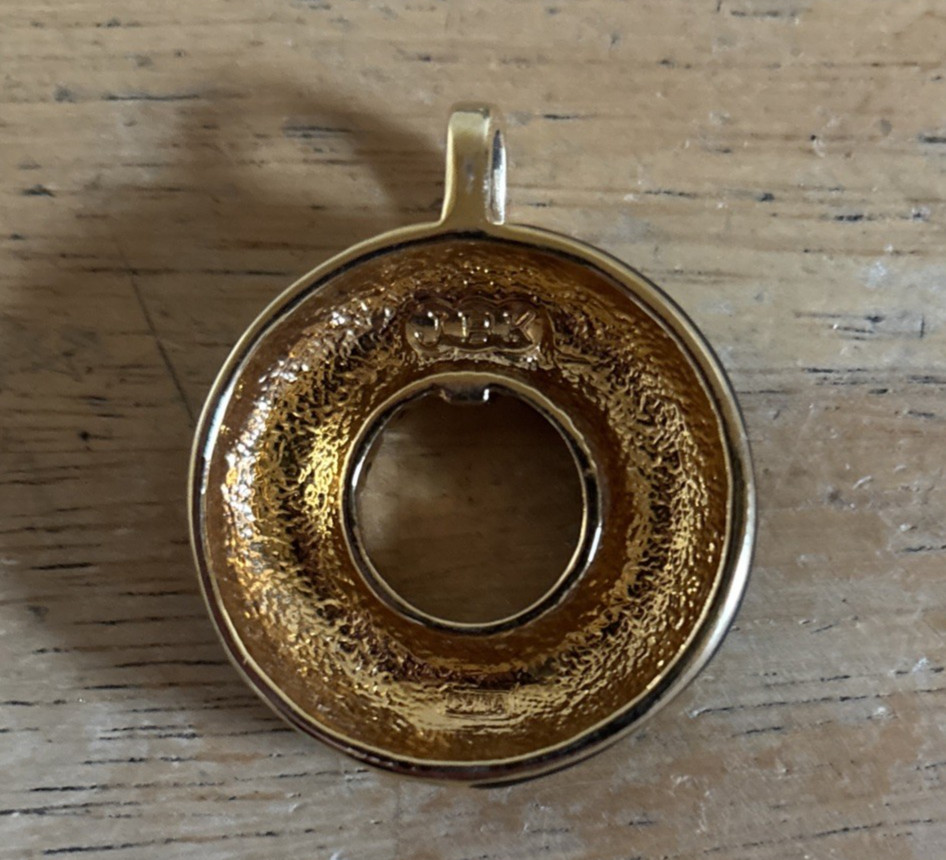 Camrose & Kross Reproduction JBK Jacqueline Bouvier Kennedy Gold Tone Pendant