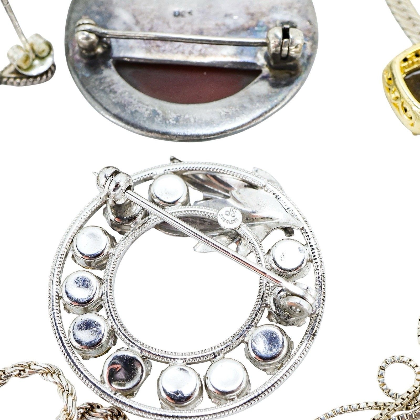 Lot 15pc WEARABLE Sterling Silver Jewelry Necklaces Earrings Art Deco Etc