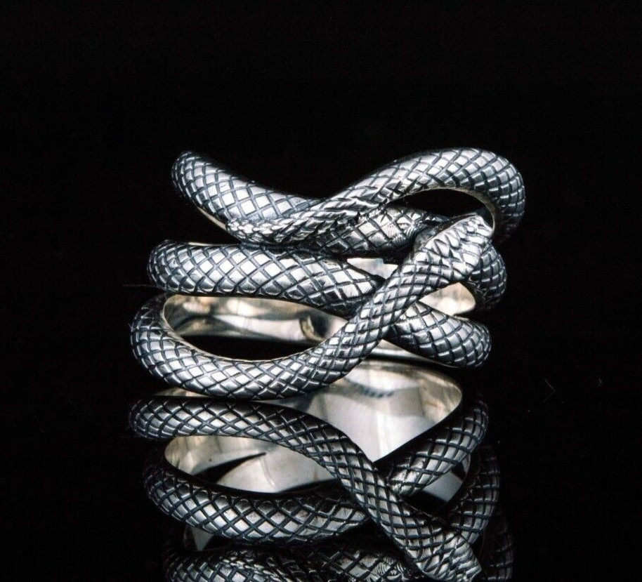 Snake Pattern Style Ring Gift Ring For Her 925 Silver plated Royal Vintage Ring