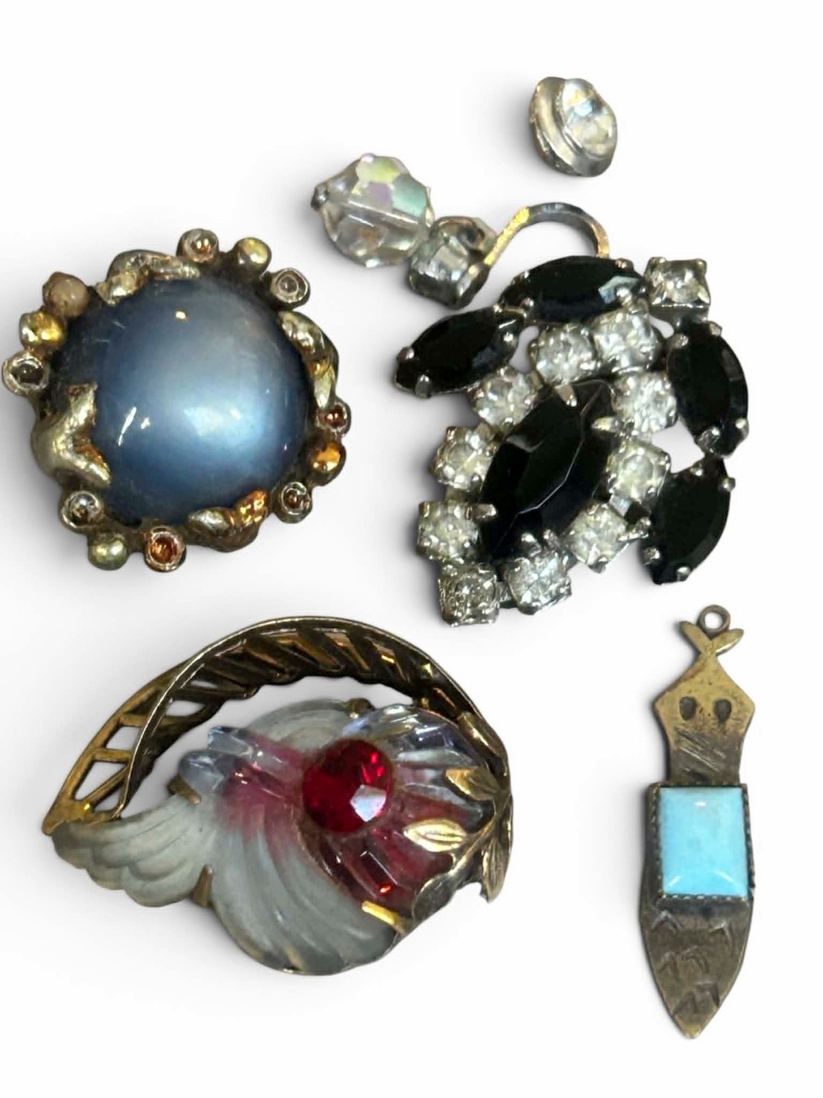 Vintage Junk Drawer Jewelry Lot Earring Trinket Edlee Germany Texas State