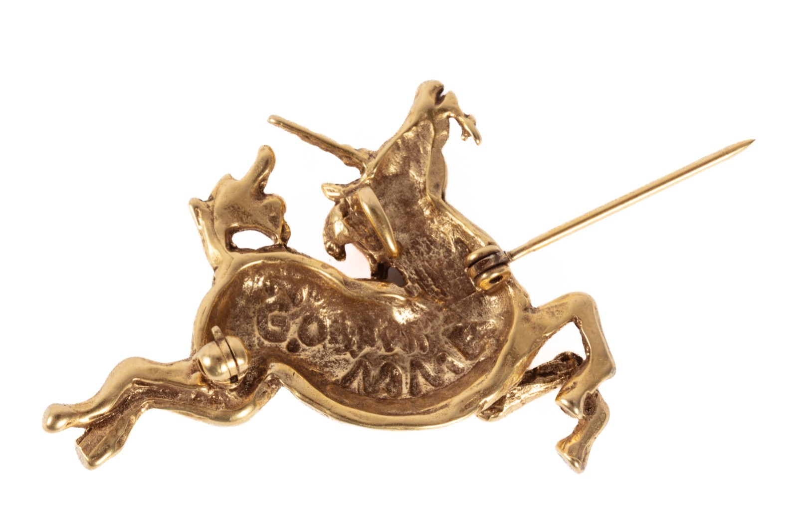 Vintage MMA Metropolitan Museum of Art Gold Tone Unicorn Brooch Pin GO MMA
